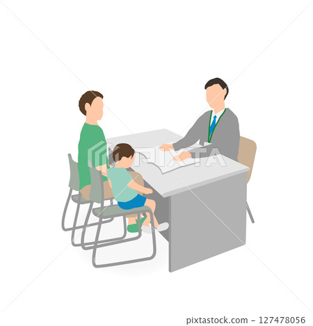 父親與孩子商量的情況（訪談場景） 127478056