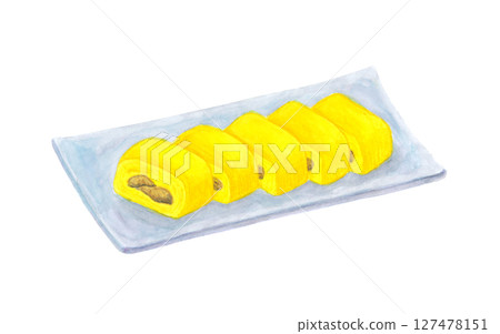 Watercolor illustration of eel roll Watercolor illustration of eel roll 127478151