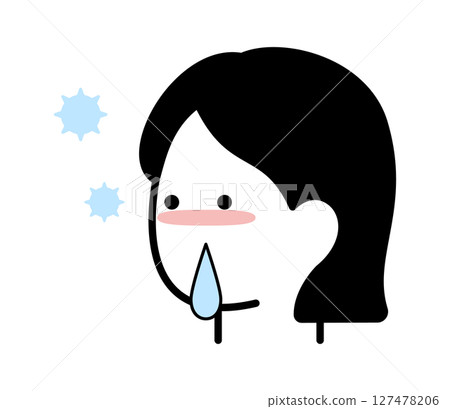 Vector illustration of a woman with a runny nose Vector illustration of a woman with a runny nose 127478206