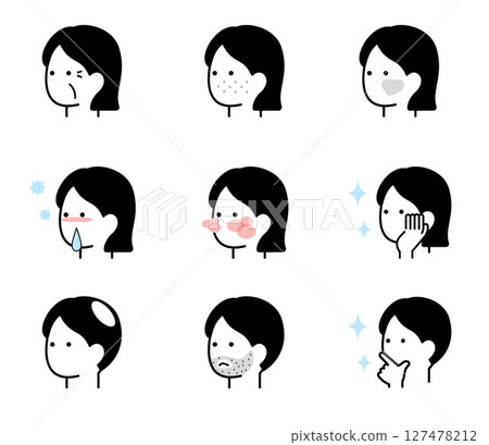 Skin symptoms icon illustration set vector 127478212