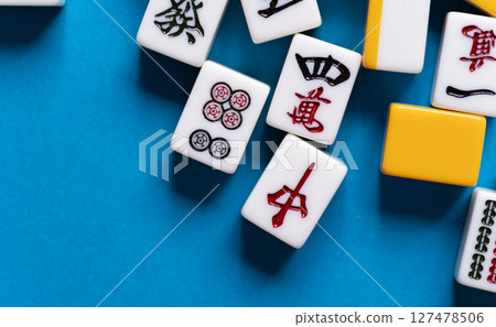 mahjong tiles lined up mahjong tiles lined up 127478506