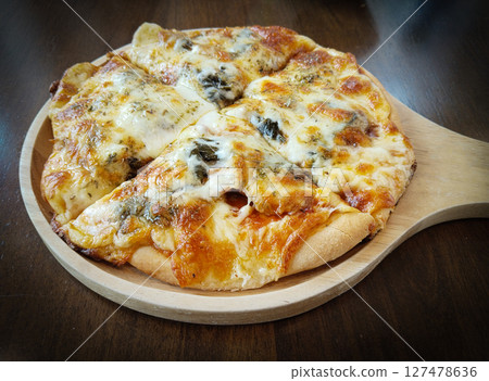 Thai Style Braised Pork with Cowa Leaves Pizza 127478636