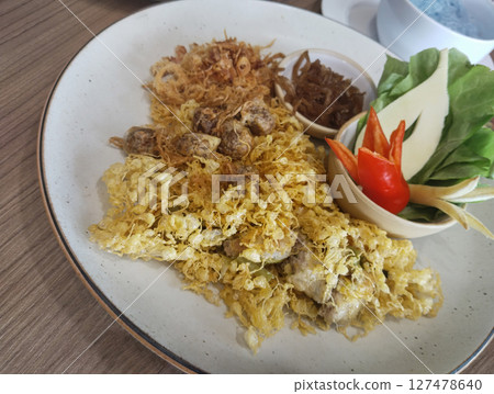 Savory and sweet complements of Khao Chae set, Thai rice soaked in cool water 127478640
