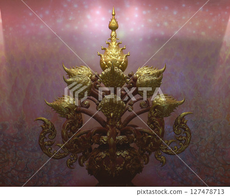 Ornate Golden Sculpture with Intricate Details 127478713