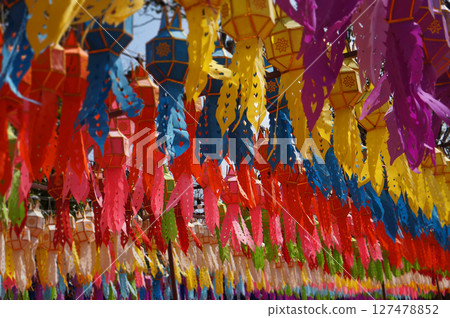 Colorful Lanterns Decorate a Vibrant Festival in Thailand Colorful Lanterns Decorate a Vibrant Festival in Thailand 127478852