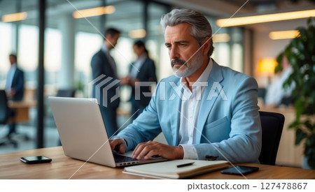 businessman working on a laptop businessman working on a laptop 127478867