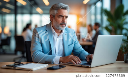 businessman working on a laptop 127478869