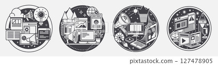 marketing promotion ads template, sales service loyalty satisfaction customer 127478905