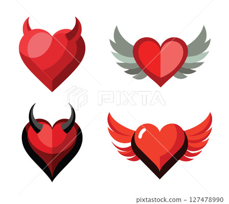 heart with horns set, togetherness forever infinity eternity heart with horns set, togetherness forever infinity eternity 127478990