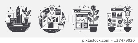 set growth hacking template design, data email automation analytics 127479020