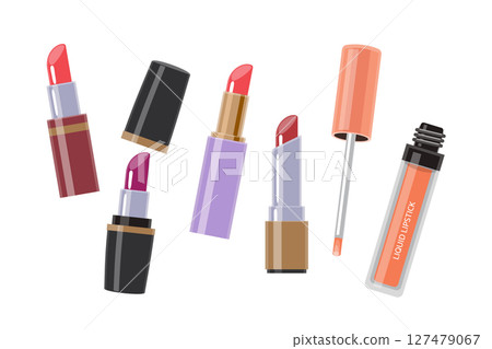 Set of Lipsticks and Liquid Lip Colors 127479067