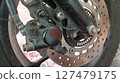 close up of a motorcycle wheel 127479175