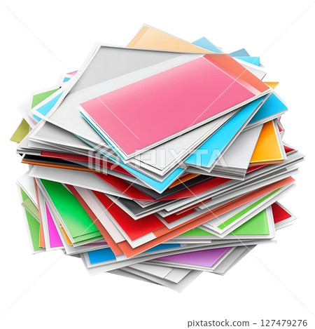 A colorful stack of papers and documents creates a vibrant and organized visual A colorful stack of papers and documents creates a vibrant and organized visual 127479276