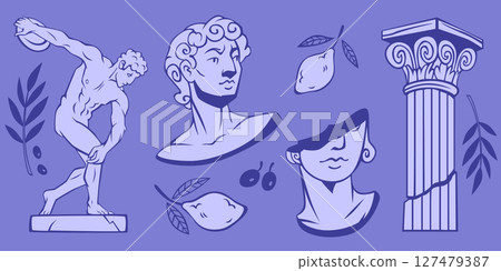 Ancient Greek doodle elements 127479387