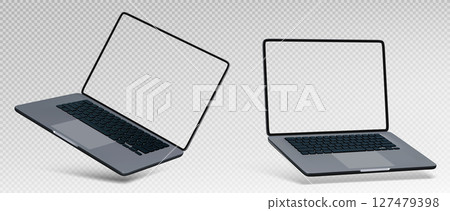 Laptop pc mockup with transparent screens 127479398