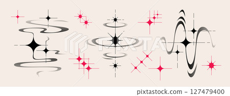 Y2k aesthetic star shapes set for tattoo design Y2k aesthetic star shapes set for tattoo design 127479400