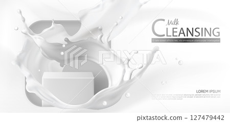Milk cleansing splash podium banner 127479442