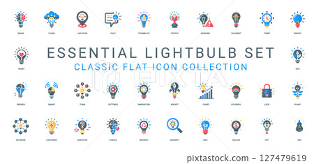 lightbulb classic essential symbols flat icon ideas, innovation creativity inspiration problem solving, warning filament timer lightbulb classic essential symbols flat icon ideas, innovation creativity inspiration problem solving, warning filament timer 127479619