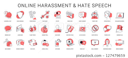 online harassment hate speech symbolic illustrations highlighting pervasive nature digital abuse 127479659