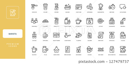 cafe bar barista activity icon set 127479737