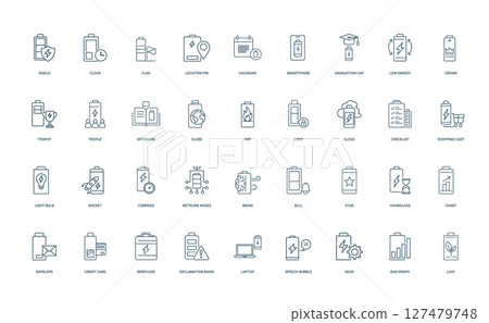 collection battery-themed icons concepts distinct symbol object 127479748