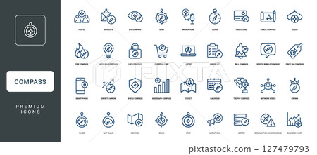 collection compass-themed icons concepts tools business elements modern style collection compass-themed icons concepts tools business elements modern style 127479793