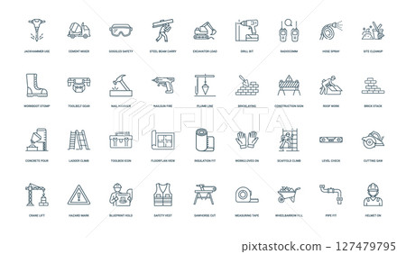 collection construction-themed icons tools equipment activities construction work collection construction-themed icons tools equipment activities construction work 127479795