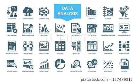data analysis icons, techniques tools concepts, Data table chart Predictive filter network data analysis icons, techniques tools concepts, Data table chart Predictive filter network 127479812