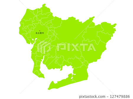 Aichi prefecture administrative division map 127479886