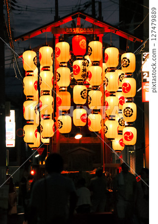 Yamahoko floats at the Gion Festival Yoiyama in Kyoto 127479889