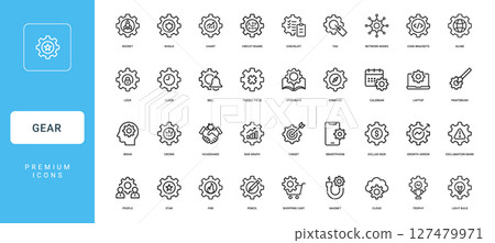 collection gear-themed icons concepts tools processes for business purposes 127479971
