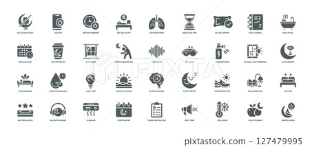 healthy sleep habits for improved sleep hygiene collection icons healthy sleep habits for improved sleep hygiene collection icons 127479995
