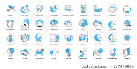healthy sleep habits and sleep hygiene scenarios set healthy sleep habits and sleep hygiene scenarios set 127479996