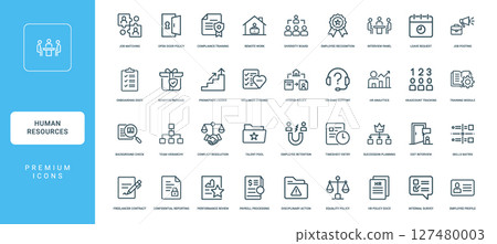 human resources department activity icon set 127480003