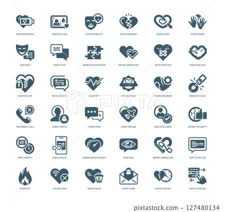 relationship breakdowns digital age collection icons relationship breakdowns digital age collection icons 127480134