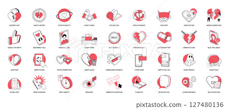 displays series stylized icons aspects relationship breakdown digital age displays series stylized icons aspects relationship breakdown digital age 127480136
