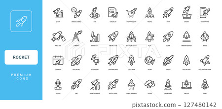 collection rocket-themed icons concepts applications for design purposes 127480142
