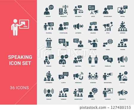 speaking communication concepts collection icons, Megaphone Training Microphone Global 127480153