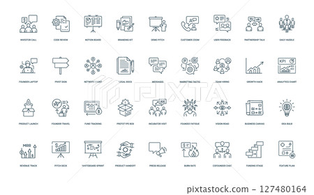 startup founder activity themed icon set 127480164