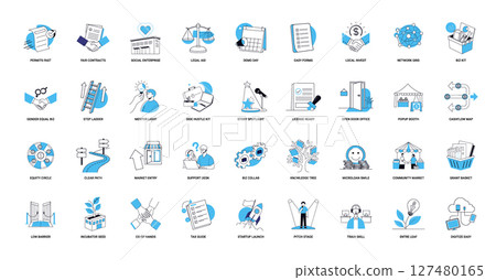 collection icons streamlining business support for grassroots entrepreneurship small business empowerment collection icons streamlining business support for grassroots entrepreneurship small business empowerment 127480165