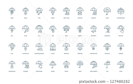 collection umbrella icons symbols concepts themes 127480282