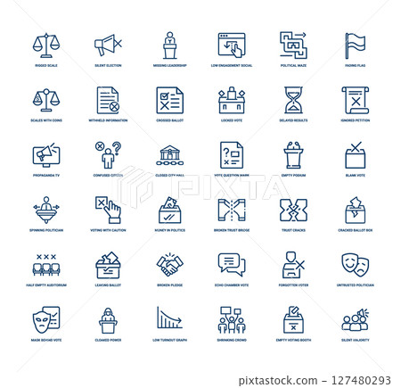 voter apathy distrust system collection icons, politician caution spinning voting blank money vote politics 127480293