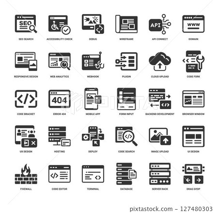 collection web development icons, website creation maintenance 127480303