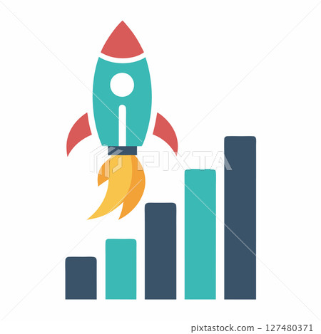 business startup rocket growing bar, target ambition goal achievement 127480371