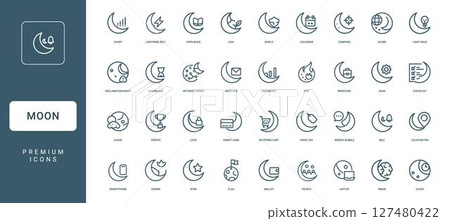 moon shape integrated concepts collection outline icons moon shape integrated concepts collection outline icons 127480422