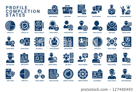 profile completion states glyph icon, stages completion users profile profile completion states glyph icon, stages completion users profile 127480493