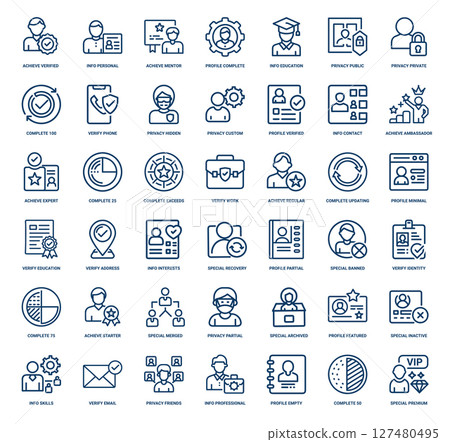 profile completion states line icons, growth retention success satisfaction profile completion states line icons, growth retention success satisfaction 127480495