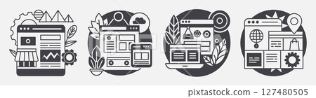 set e-commerce tempalte design concepts, product products filter compare view wishlist quick 127480505