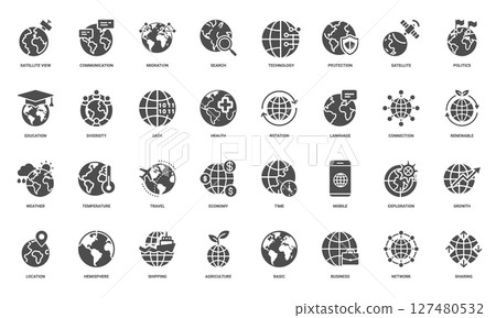world globe essential basic icon world globe essential basic icon 127480532