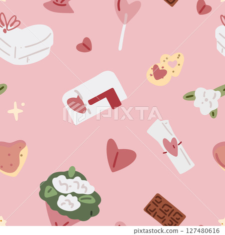 Seamless Valentine Love Gift Pattern Seamless Valentine Love Gift Pattern 127480616